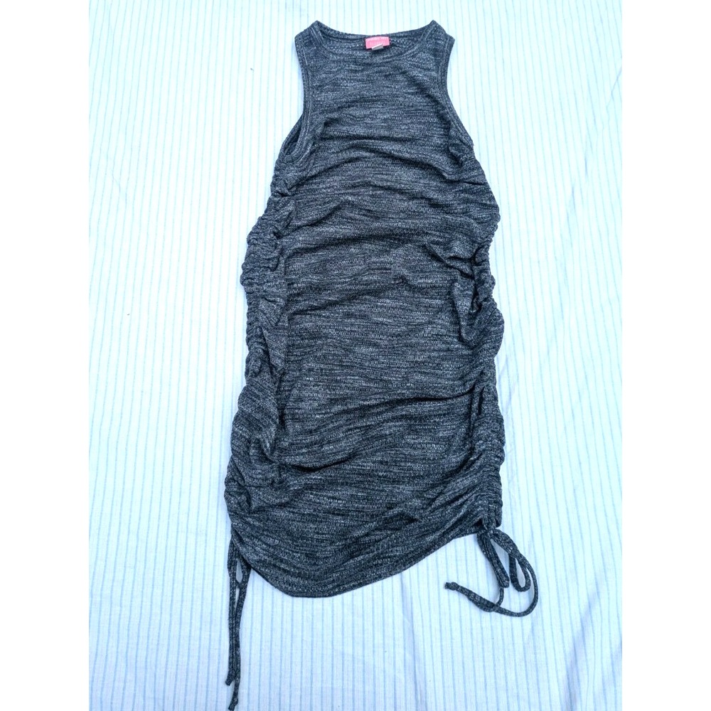 Paisley Sky Maternity Dress Medium‎ Gray Sleeveless scrunch side